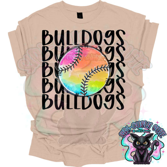 Tie Dye Sports Bulldogs Baseball Mascot