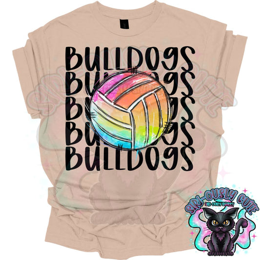 Tie Dye Sports Bulldogs Volleyball Mascot