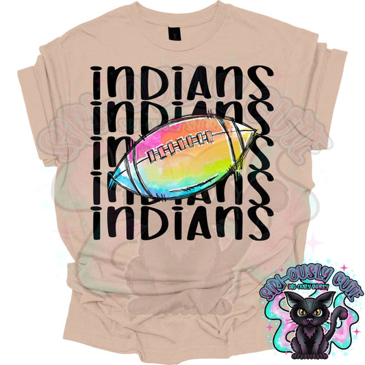 Tie Dye Sports Indians Football Mascot