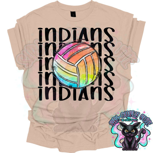 Tie Dye Sports Indians Volleyball Mascot