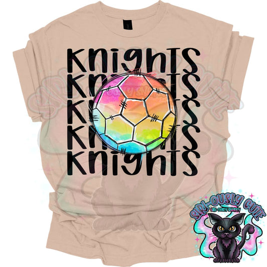 Tie Dye Sports Knights Soccer Mascot