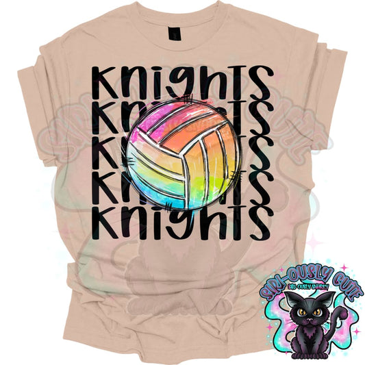 Tie Dye Sports Knights Volleyball Mascot