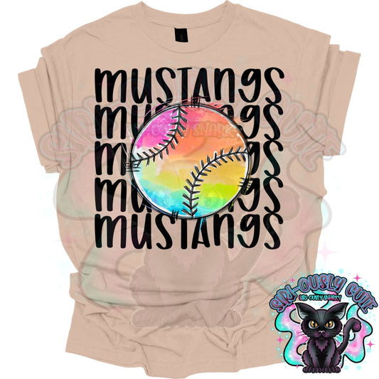 Tie Dye Sports Mustangs Baseball Softball Mascot