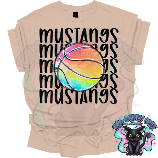 Tie Dye Sports Mustangs Basketball Mascot