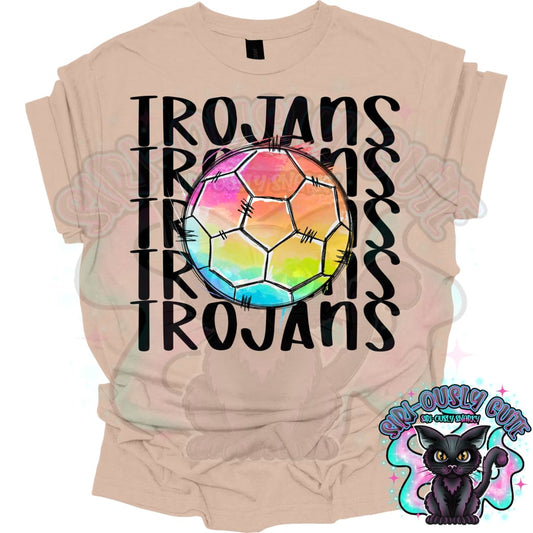 Tie Dye Sports Trojans Soccer Mascot