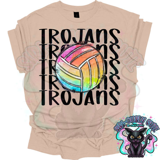 Tie Dye Sports Trojans Volleyball Mascot
