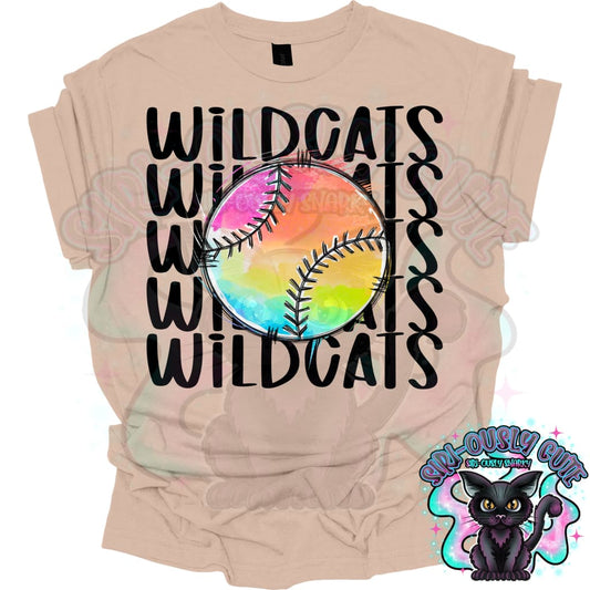 Tie Dye Sports Wildcats Baseball Softball Mascot