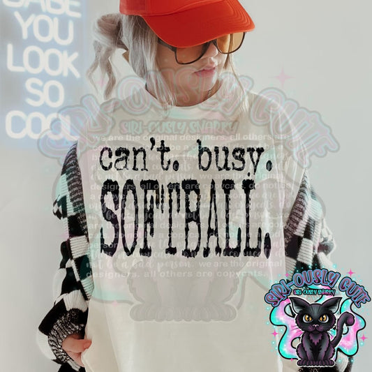 Typography Cant Busy Softball Mascot