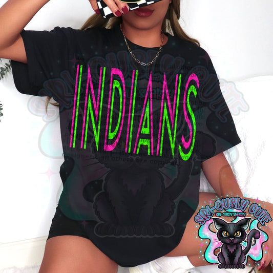 Vibrant Neon Mascots - Indians Mascot