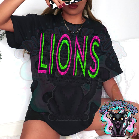 Vibrant Neon Mascots - Lions Mascot