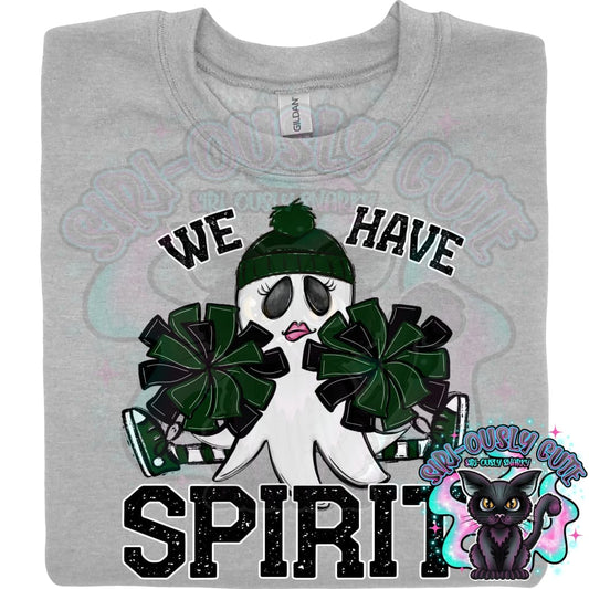 We Have Spirit Ghost Cheerleader Dark Green Mascot