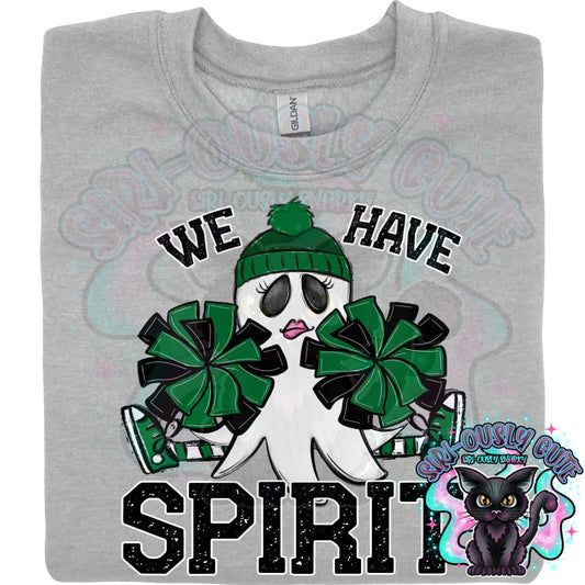 We Have Spirit Ghost Cheerleader Kelly Green Mascot