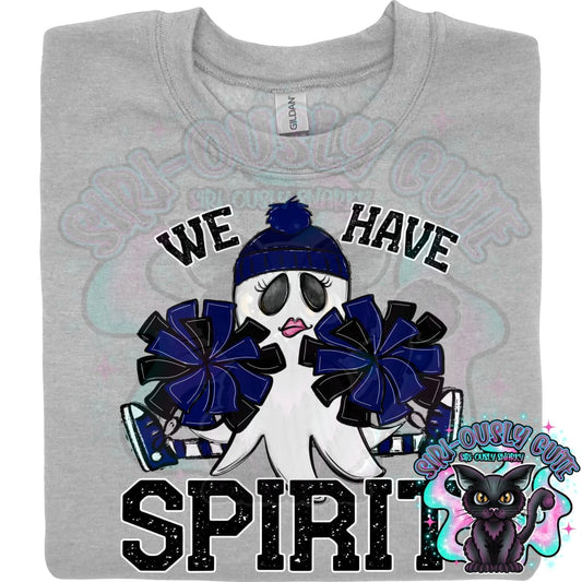 We Have Spirit Ghost Cheerleader Navy Mascot