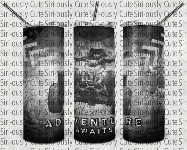 Adventure Awaits - Black And White Straight Tumbler