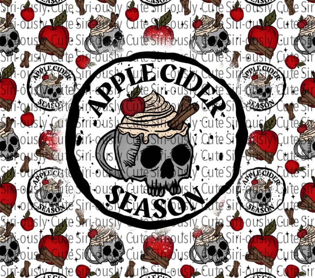 Apple Cider Season Skull Straight Tumbler Sublimation Transfer