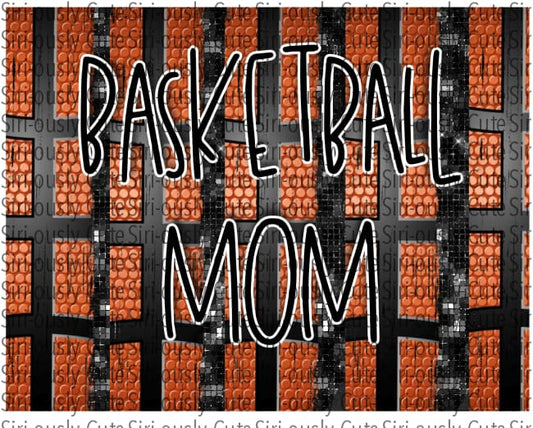 Basketball Mom Black Glitter Stripes - Straight Tumbler