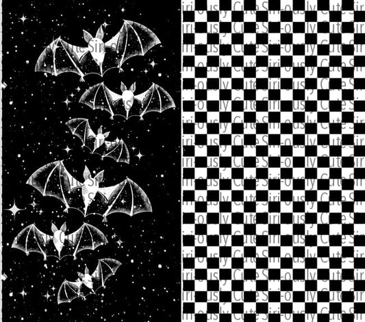 Bats And Checker - Black Straight Tumbler Sublimation Transfer