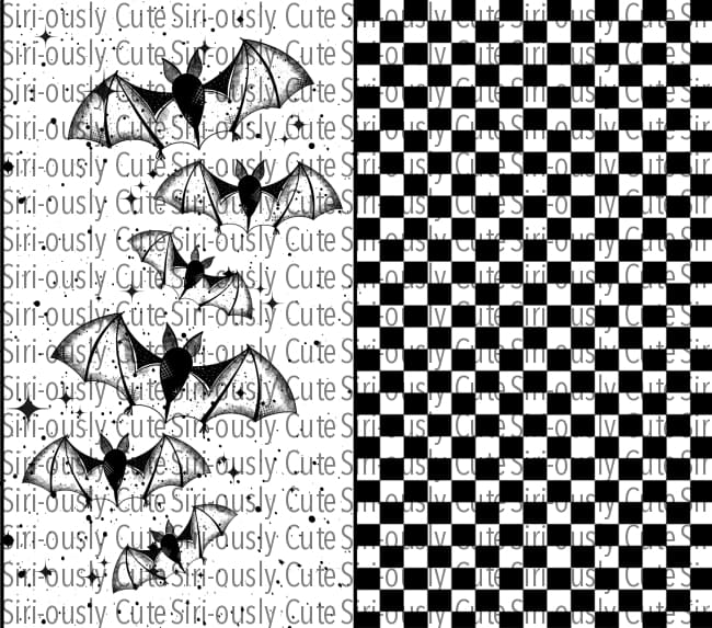 Bats And Checker - White Straight Tumbler Sublimation Transfer