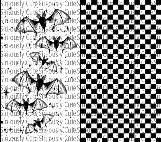 Bats And Checker - White Straight Tumbler Sublimation Transfer