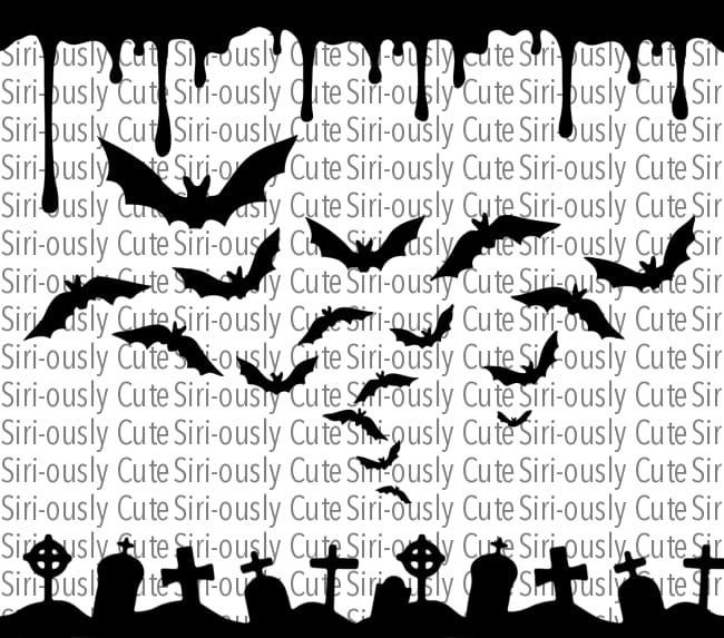 Bats In Cemetery Straight Tumbler Sublimation Transfer