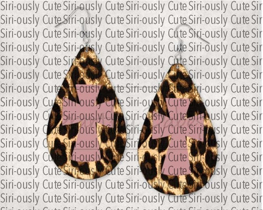 Beige Cross Leopard Teardrop Earring