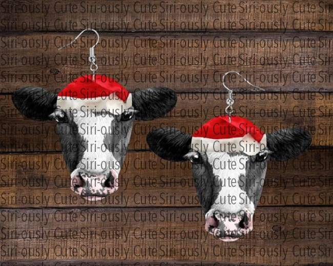 Black And White Cow With Santa Hat