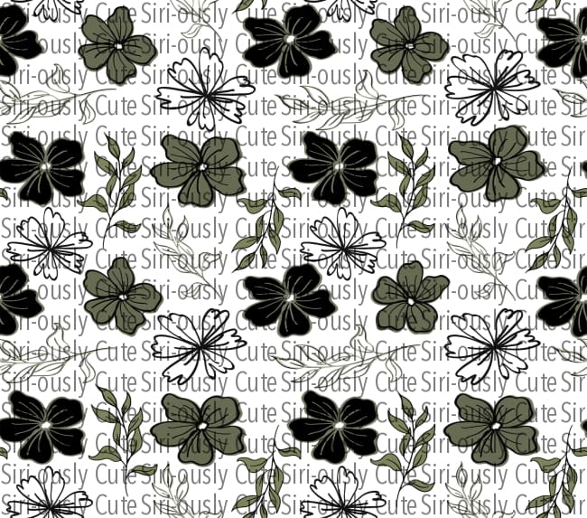 Black And White Floral Leaves Straight Tumbler