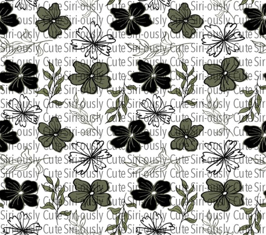 Black And White Floral Leaves Straight Tumbler