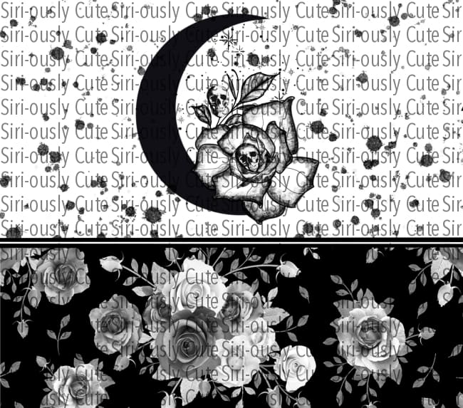 Black And White Moon With Flowers Straight Tumbler