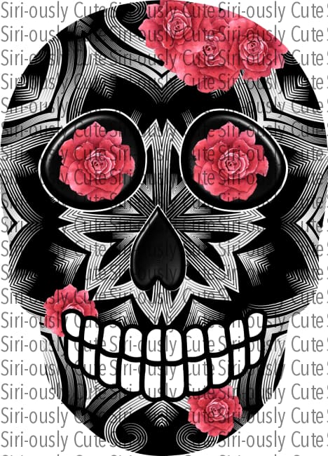 Black And White With Roses Skull Sublimation Transfer