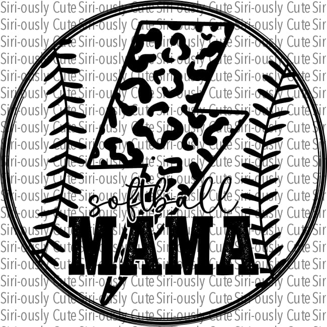 Black Softball With Leopard Bolt - Mama