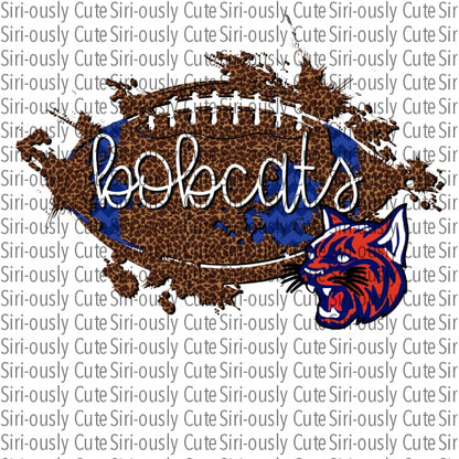 Bobcats - Leopard Distressed Football