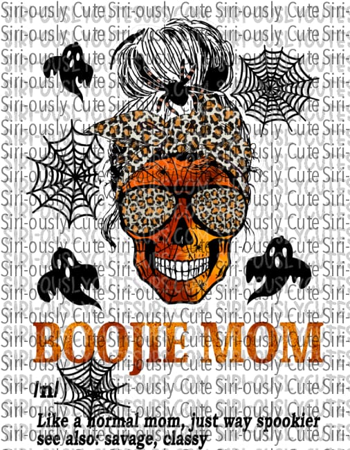 Boojie Mom - Messy Bun Orange Skull Spider Web