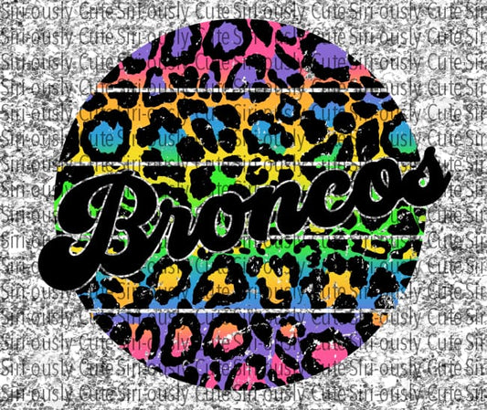 Broncos - Bright Leopard Silver Glitter Straight Tumbler Sublimation Transfer