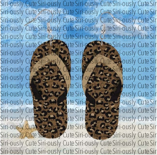 Brown And Tan Leopard Print Flip Flop Earrings