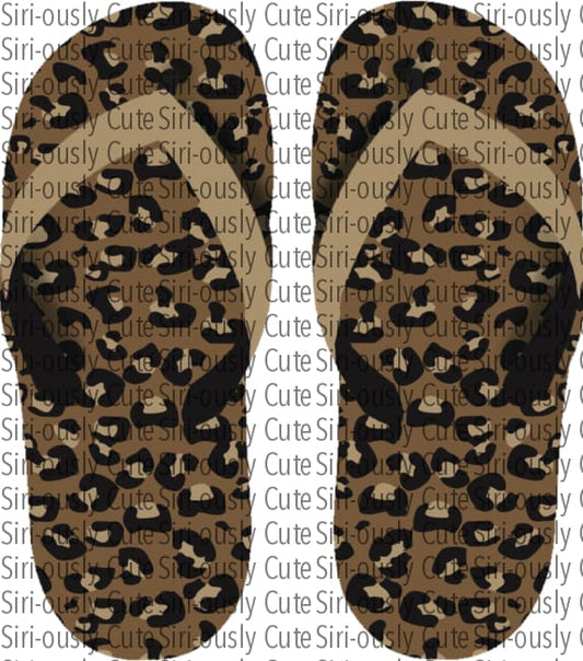 Brown And Tan Leopard Print Flip Flop Earrings