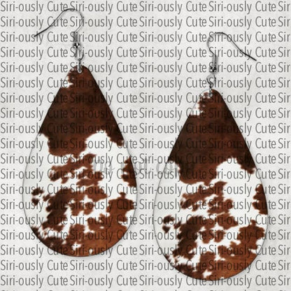 Brown Cow Print Teardrop Earrings