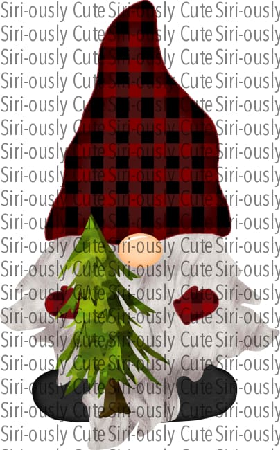 Buffalo Plaid Gnome With Tree