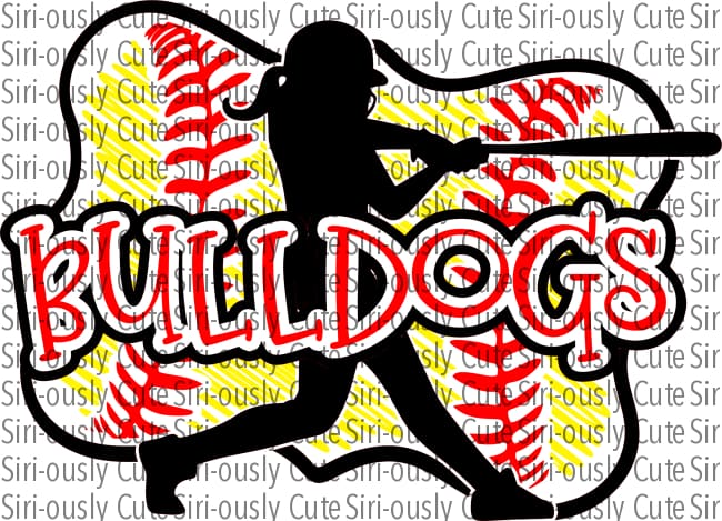 Bulldogs - Softball Girl With Bat