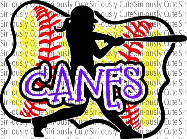 Canes - Softball Girl With Bat