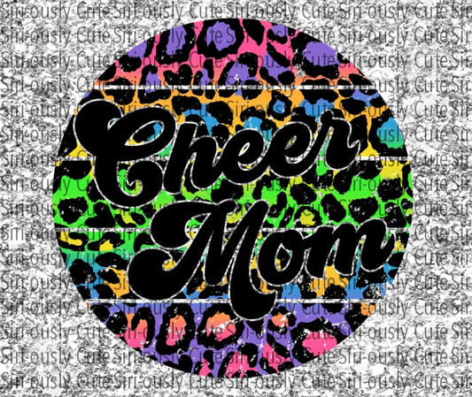 Cheer Mom - Bright Leopard Silver Glitter Straight Tumbler Sublimation Transfer