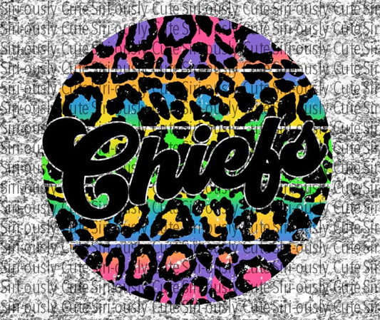 Chiefs - Bright Leopard Silver Glitter Straight Tumbler Sublimation Transfer