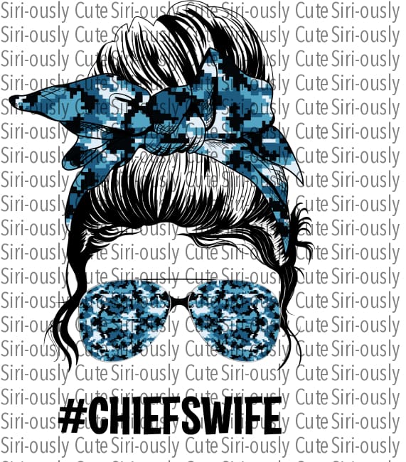 Chiefs Wife - Blue Camo Messy Bun Tan