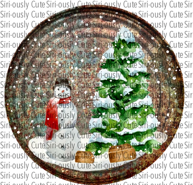 Christmas Tree With Snowman On Tin Round