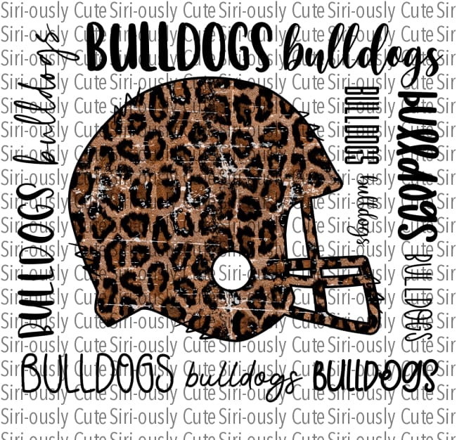 Distressed Leopard Football Helmet - Bulldogs