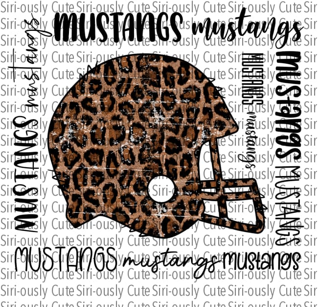 Distressed Leopard Football Helmet - Mustangs