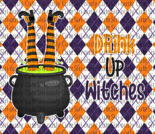 Drink Up Witches - Orange And Purple Plaid Straight Tumbler