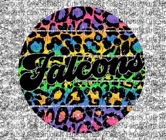 Falcons - Bright Leopard Silver Glitter Straight Tumbler Sublimation Transfer