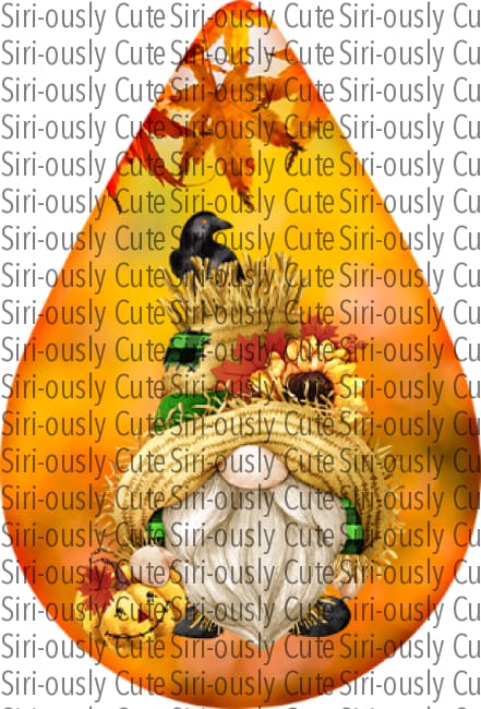 Fall Gnome With Green Striped Hat Teardrop Earring