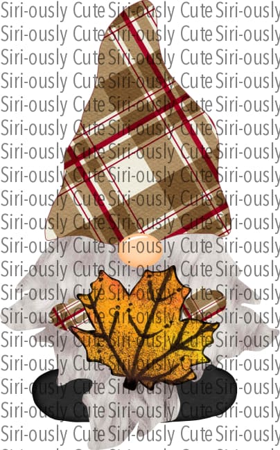 Fall Plaid Gnome With Leaves